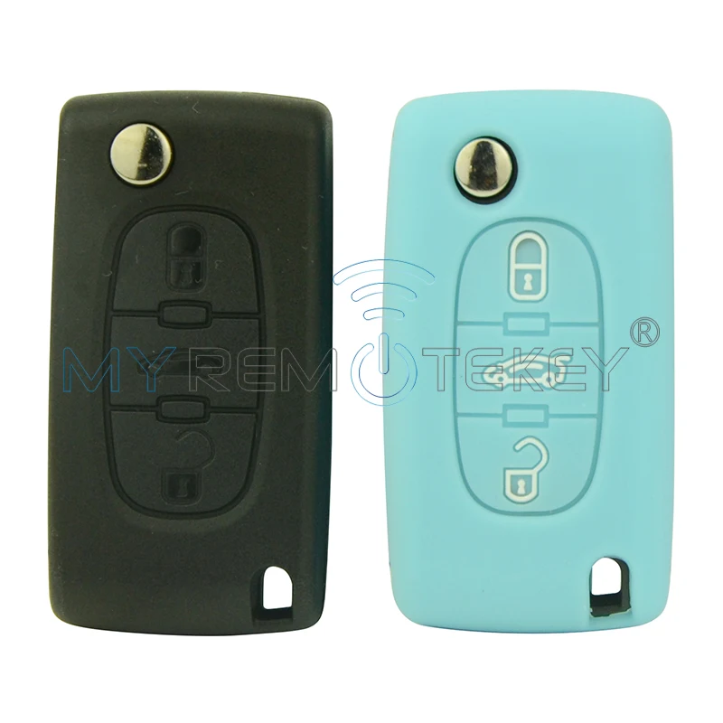 

Remtekey car remote Silicone key Case shell 3 button for Peugeot 207 307 308 Citroen C2 C3 C4 C5 remtekey
