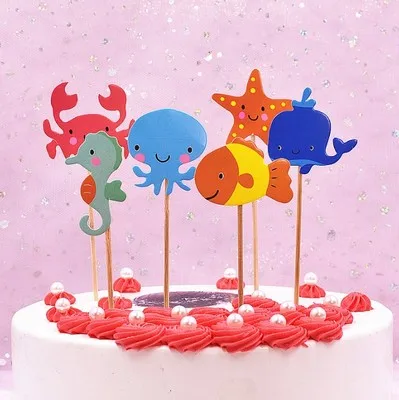 Happy Birthday Banner Animal Lion Cake Topper Kid Birthday Party Ocean Wild Animal Jungle Party Supplies Children's Day Gifts