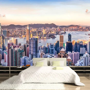 

Modern Fashion City Building 3D Mural Wallpaper Living Room Office Backdrop Wall Covering Wallpapers Papel De Parede 3D Paisagem