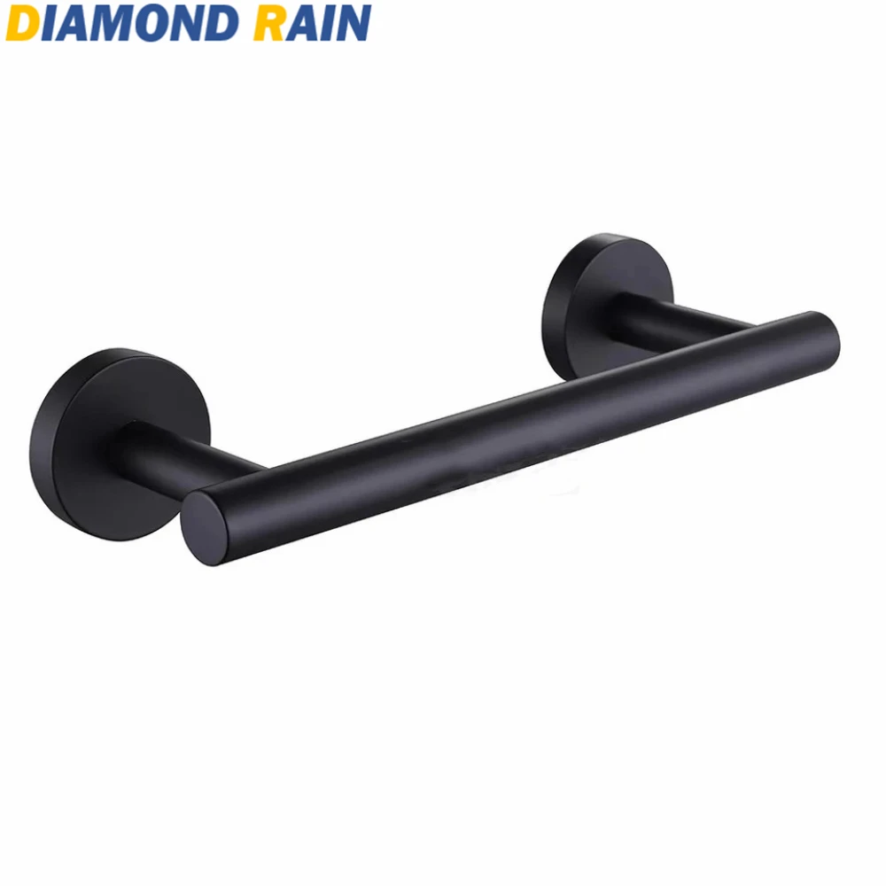 Black Matte Towel Bar 9"/11.8" L 304 Stainless Steel Wall Mounted Towel Holders Modern Circular Towel Racks DR-64 - Цвет: 40cm