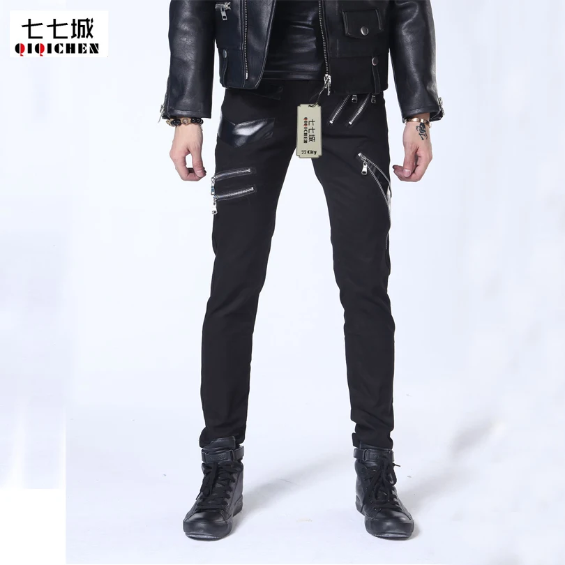Mens Joggers Pants Hip Hop 2018 New Men Pants Skinny Faux Leather Patchwork Pants Harem Sweatpants Trousers Man Joggers Mens Joggers Pants Hip Hop 2018 New Men Pants Skinny Faux Leather Patchwork Pants Harem Sweatpants Trousers Man Joggers