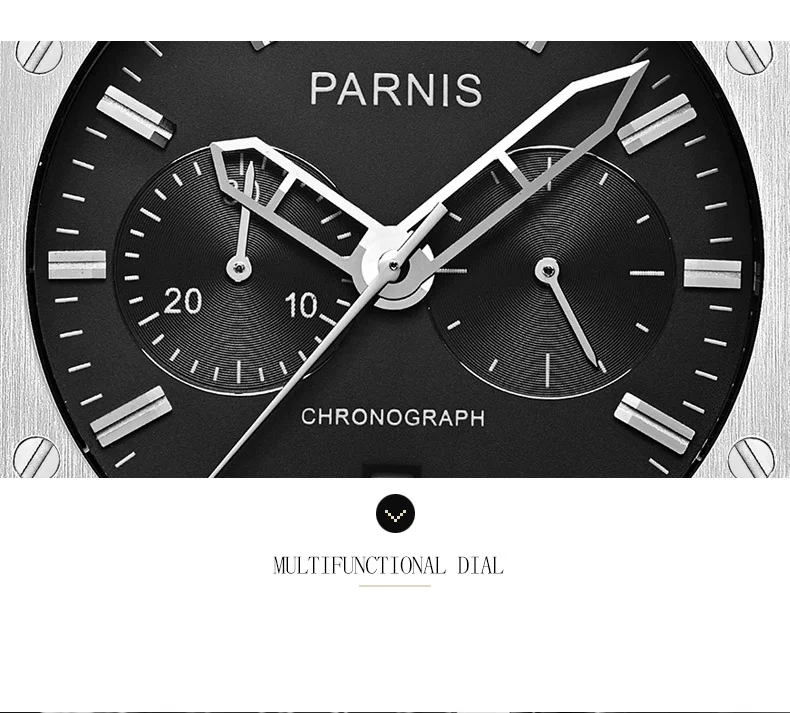 41 мм часы Parnis для мужчин кварцевые мужские часы лучший бренд класса люкс Военный пилот кварцевые мужские часы из натуральной кожи 50 бар водонепроницаемый для плавания