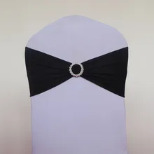 100 шт Черный спандекс ремешок для стула с алмазной пряжкой лайкра