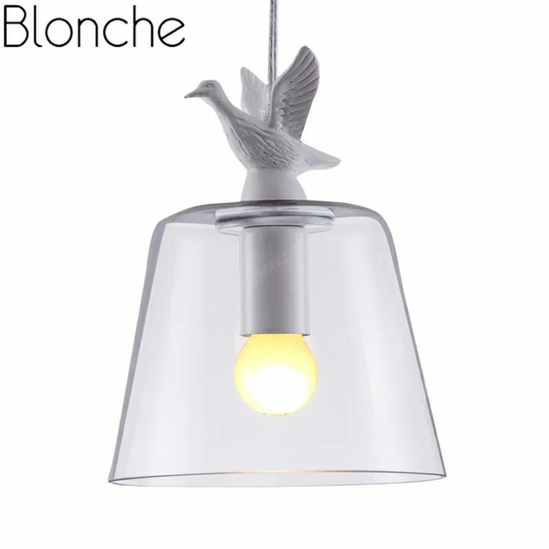 Подвесной светильник Blonche, современный из прозрачного стекла, подвесной светильник для спальни, гостиной, кухни, домашнего декора, светильник из смолы с птицами