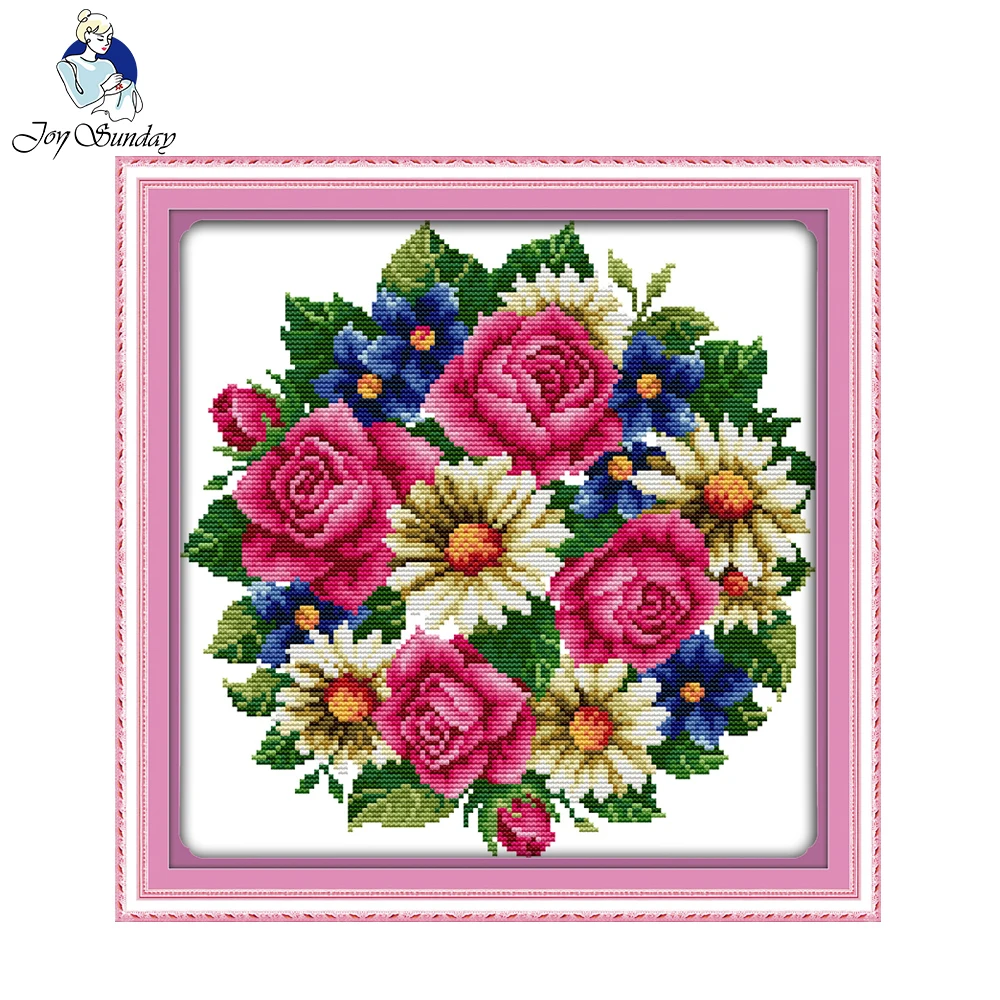 

Joy sunday flower style All flowers bloom together rose cross stitch designs needlepoint kits for handcraft gifts