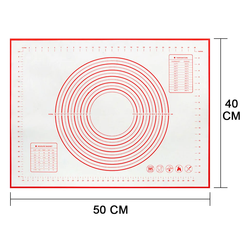 Антипригарное Силиконовое тесто прокатки коврик для выпечки помадка, кондитерские изделия глиняная подкладка лист 40x50cm FPing