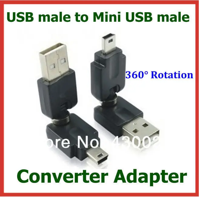 50pcs USB 2.0 Male To USB Female 360 Degree Rotation Angle Extension Adapter
