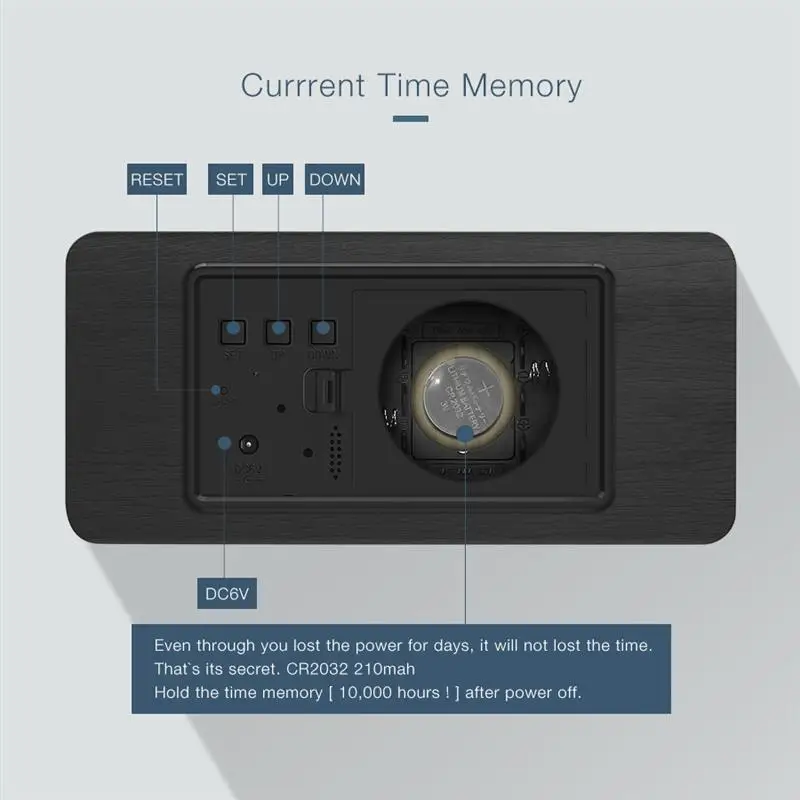 Digoo DG-AC2, 3 режима, деревянный Голосовое управление, умный пульт дистанционного управления, светодиодный цифровой будильник, отображение времени, температура, настольные часы