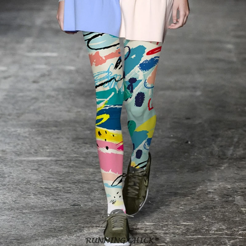 

Color Graffiti Printed Women Pantyhose