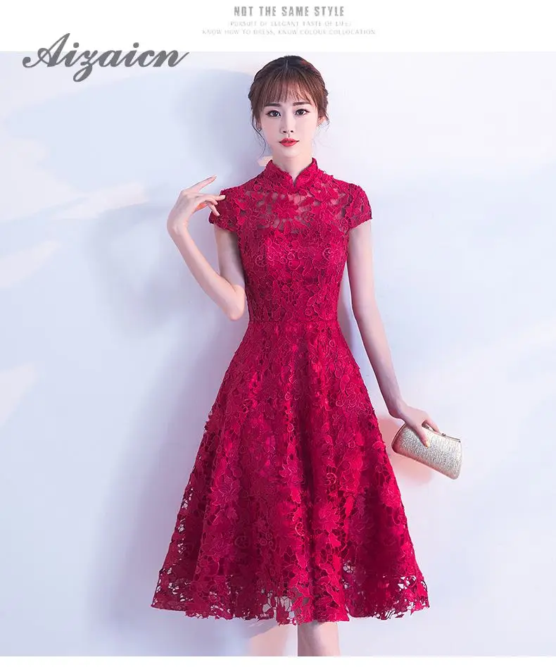 Сексуальное красное платье Cheongsam для невесты, модное длинное свадебное платье Qipao, китайское кружевное традиционное вечернее платье Qi Pao, классическое женское платье