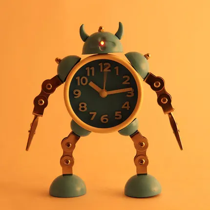  Originality Cartoon Robot Alarm Clock Lovely Children Desk Clock Christmas Gift Student New Year Pe