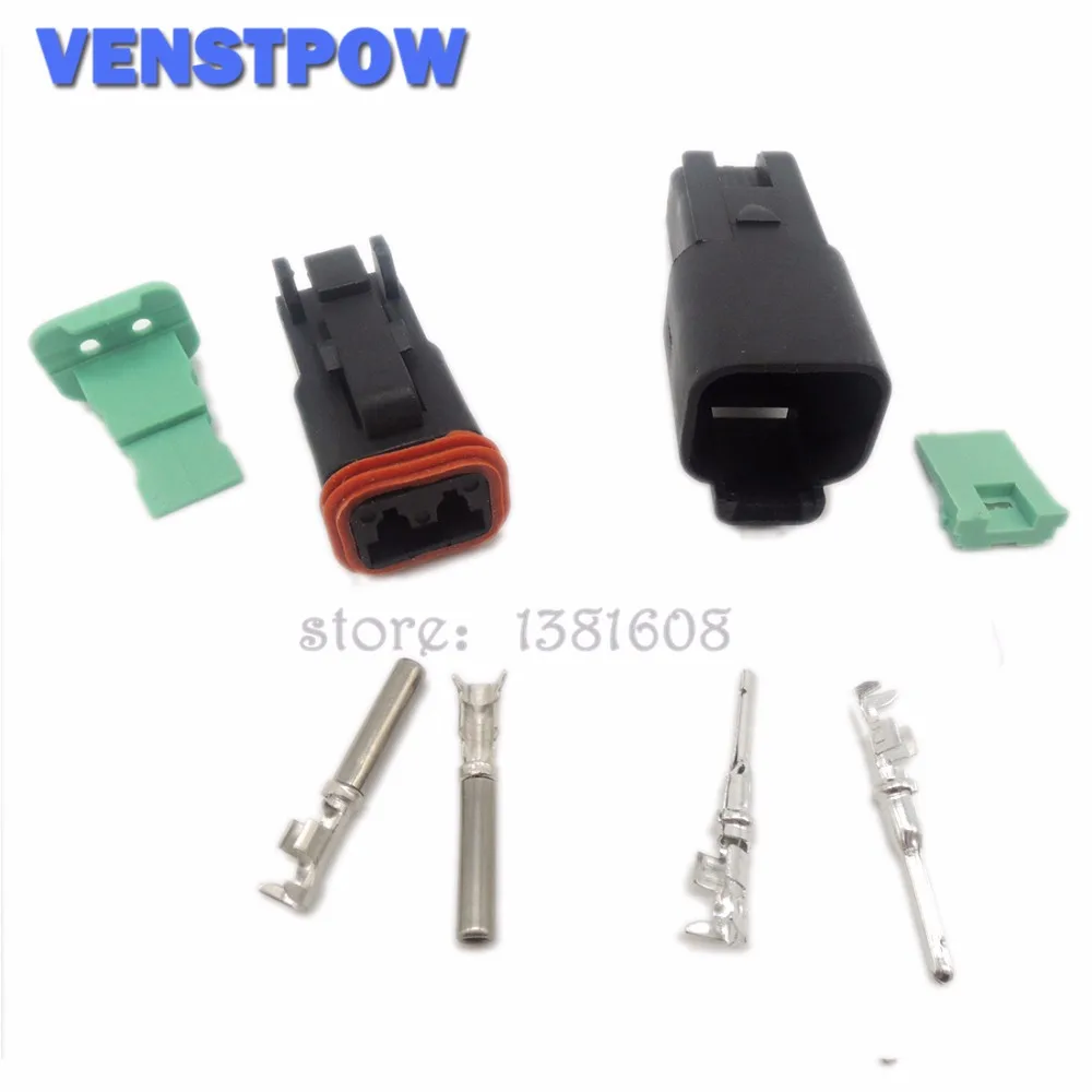 1 комплект черный Deutsch DT06/DT04 2 Pin Водонепроницаемый Электрический провод разъем 22
