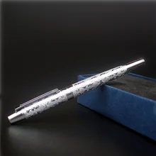 Благородная перьевая ручка хорошего качества, серебристая ретро-ручка для деловых встреч, роскошные чернильные ручки, подарок для друзей и друзей