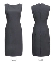 2017 Summer Dark Gray Sleeveless H Type Office Dress Women Classic Simplicity Slim Vestidos O-neck Sexy Knee-length Dresses Robe