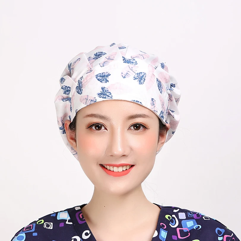 Скраб шапки для Для женщин и Для мужчин больницы Printting медицинские Шапки хлопок медсестра высокое качество Регулируемый унисекс