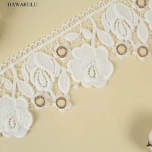 

2yard 8cm DIY Rhinestone lace Water soluble lace fabric milk silk embroidery hollowed lace cloth exquisite curtain skirt accesso