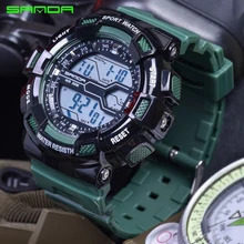 SANDA спортивные часы, уличные электронные цифровые часы, новые роскошные брендовые часы с будильником, военные мужские часы, мужские часы 378