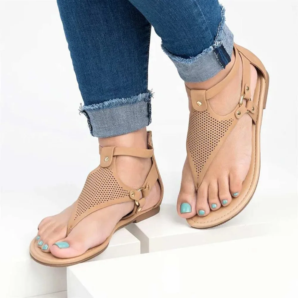 Flats casual shoes woman sandals female 2019 fashion lighted flat with women shoes solid clip toe hollow women sandals plus size (18)