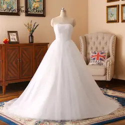 Robe De Mariage без бретелек с Кружево трапециевидной формы Длинные Тюль Свадебные платья для невесты для женщин Vestido Novia