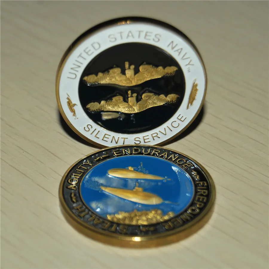 

Free Shipping U.S. Navy Gold Plated United States Submarine Silent Service Challenge Coin