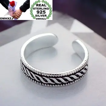 

OMHXZJ Wholesale Personality Fashion OL Woman Girl Party Wedding Gift Black Vintage Designs Open S925 Sterling Silver Ring RN286