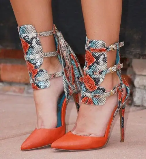 

Hot Selling Pointed Toe Buckle Strap Ankle Boots Mixed Color Tassel Gladiator Sandals Boots Cut-out Summer Dress Shoes Woman