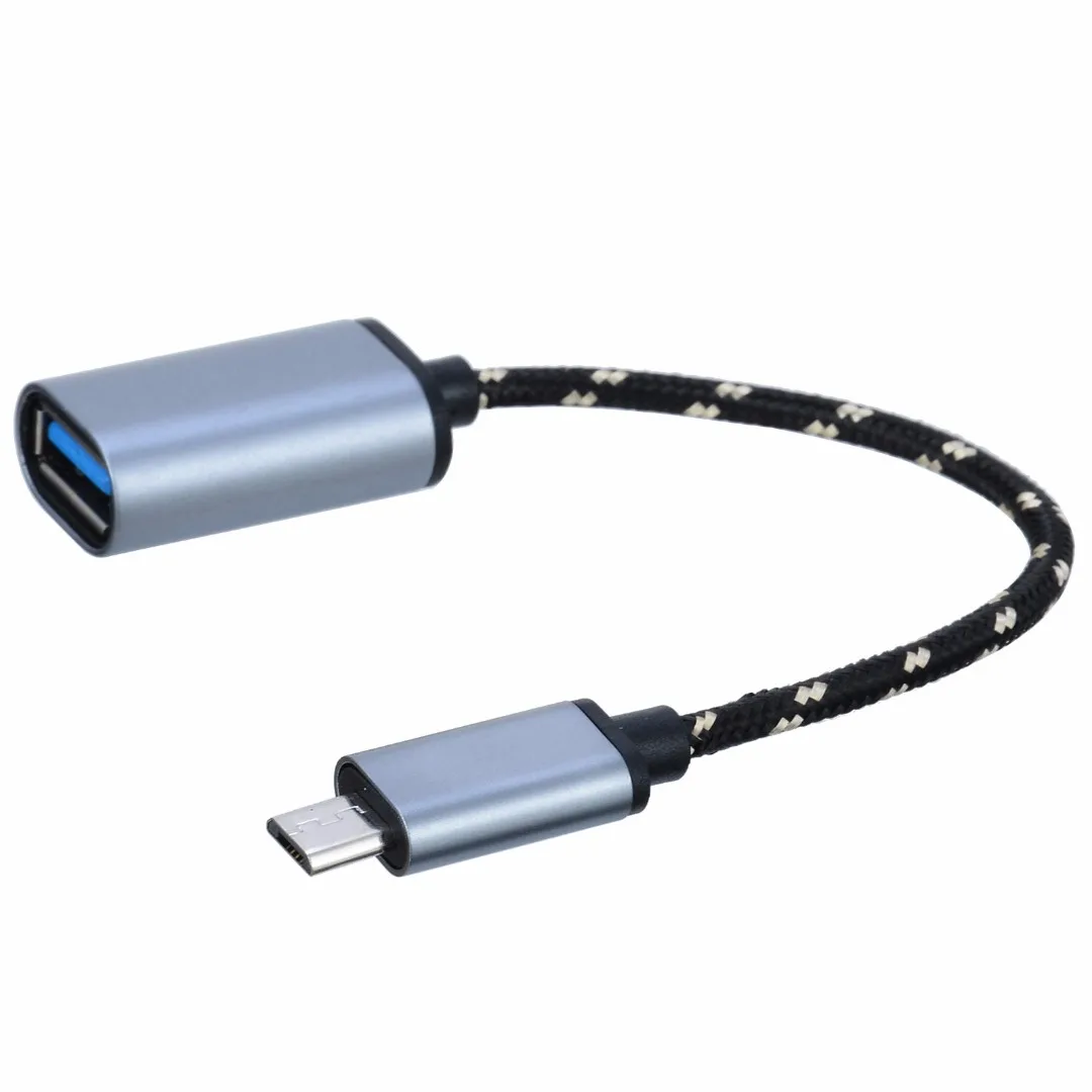 

New 6.9 inch Nylon Braided Aluminum Alloy Micro USB Male to USB Female OTG Adapter Cable Cord for Android OTG Smart Phone