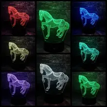 Новое акриловое украшение для дома с изображением животных Лошадь Ночник настольный ночник Лава 7 цветов USB зарядка светодиодный Блеск батарея мощность дети подарок на день рождения