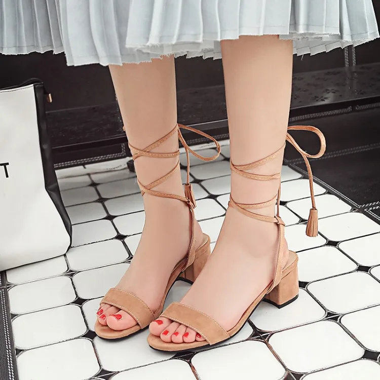 

Big Size 11 12 high heels sandals women shoes woman summer One-word open-toed sandals with thick heels