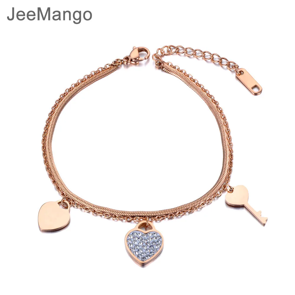 Браслет JeeMango двухслойный Женский браслет из нержавеющей стали со змеиным