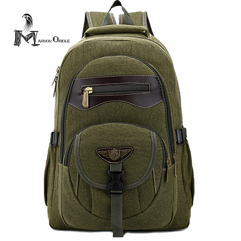 Army green canvas backpack bag rucksack army military backpack leather