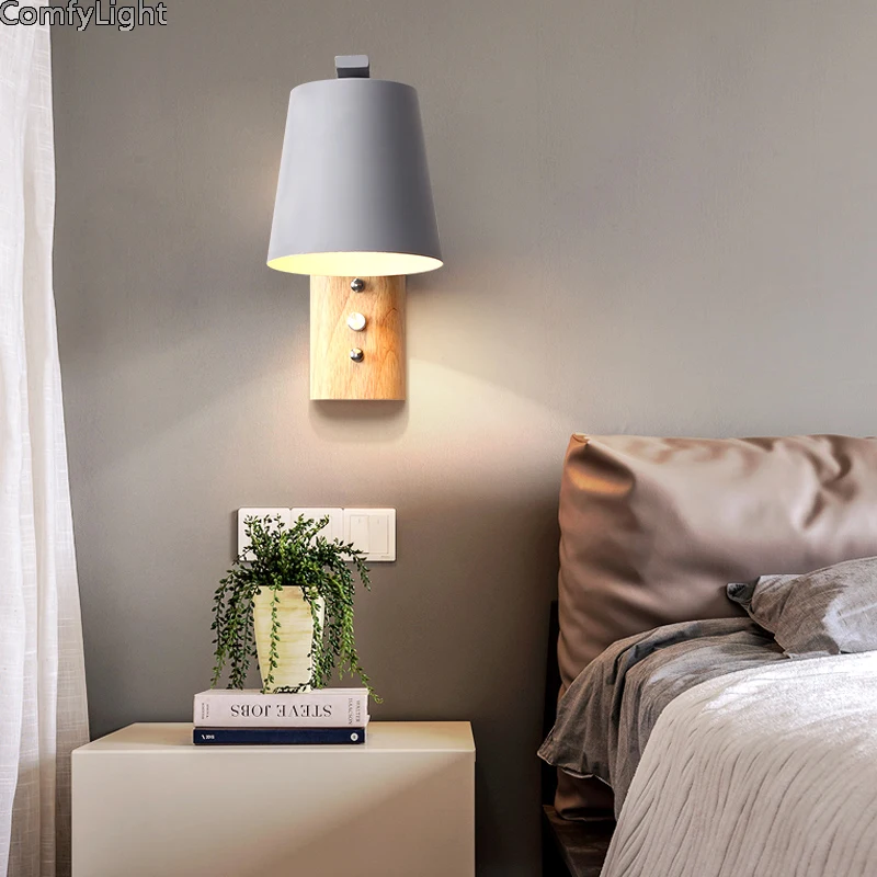 Mordern Led настенное освещение деревянная настенная лампа бра для зала спальни
