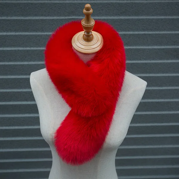 Узор, имитация меха лисы, шерсть, мех, утолщенный зимний комплект, подходит ко всему, прямоугольный шарф - Цвет: red