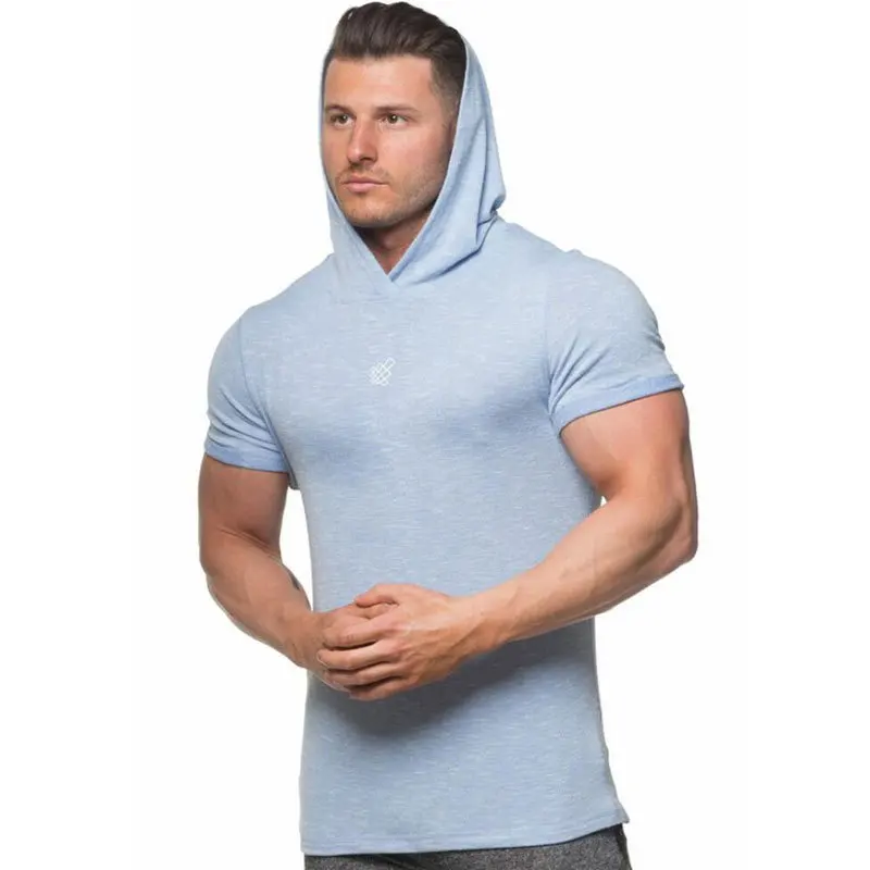 Short Sleeves Men’s Sports Hooded T-shirt - Men's Fitness Apparel, Men ...