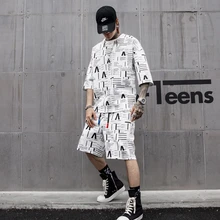 Hip Hop Summer Mens Sets Clothes 2 Pieces Sets Half Sleeve T Shirt Short Pant Black White Color Men S Sets Aliexpress