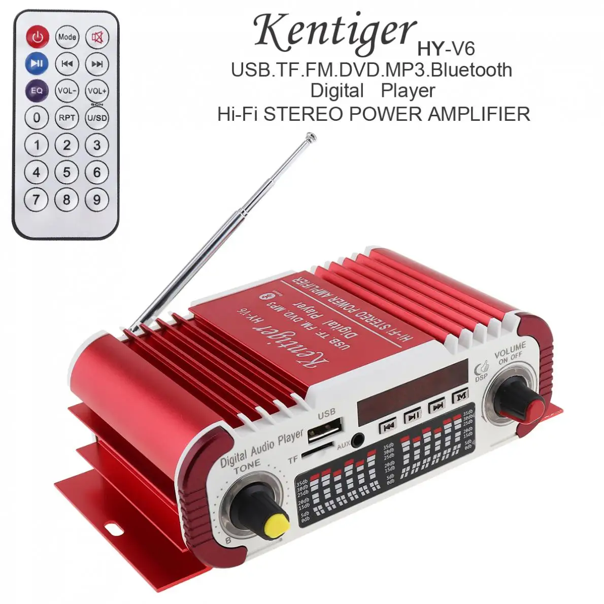 Автомобильный усилитель мощности Kentiger Bluetooth FM радио стерео плеер поддержка SD USB DVD