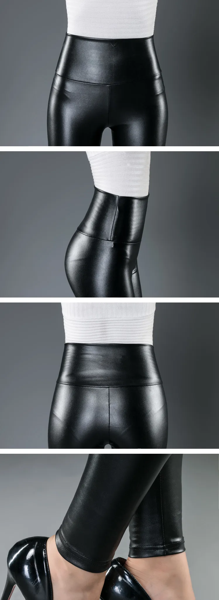 Autumn and winter new environmentally friendly PU leather pants are not split leather elastic tight feet imitation leather leggings women (5)