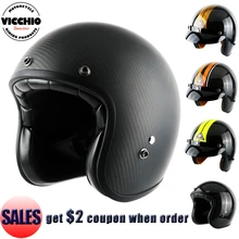 Capacetes de fibra de carbono Da Motocicleta face aberta capacete motocross moto capacete retro capacete jet Capacete casco casque vespa do vintage