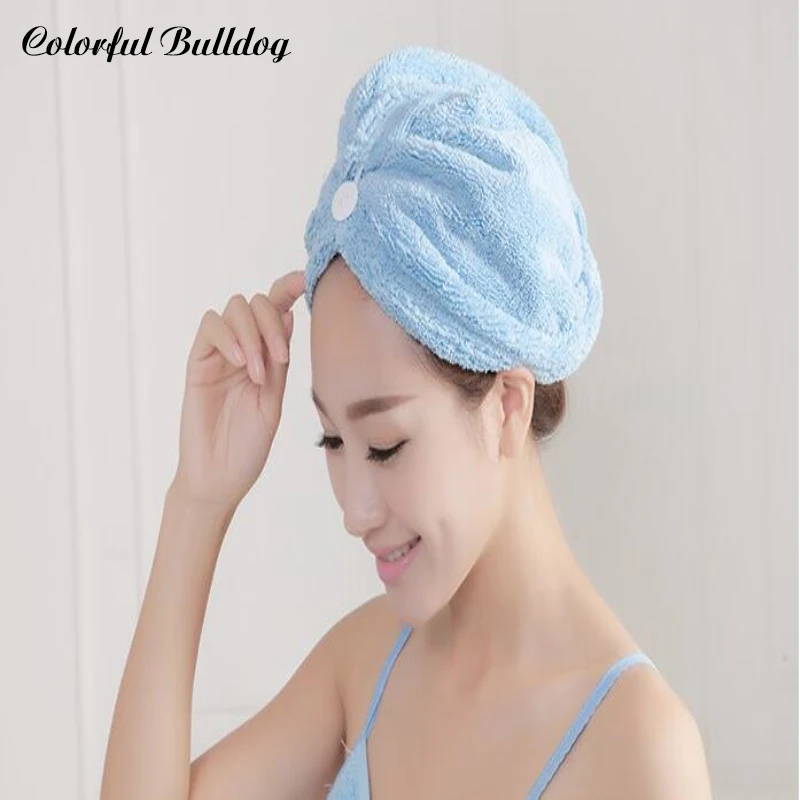 Fashion Microfiber Hair Turban Quickly Dry Hair Hat Wrapped Towel Bathing Cap Lovely Thick Women Shower Hats Cute Cartoon Towel