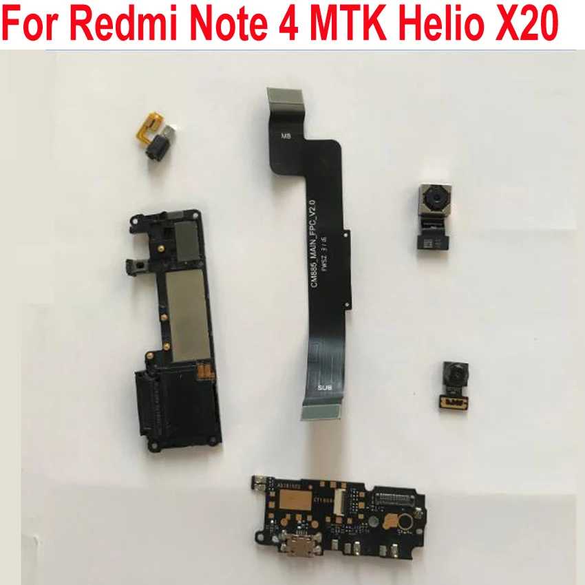 Громкий динамик задней Фронтальная камера зарядка через usb основная плата Flex кабель для Xiaomi Redmi Note 4 Note4 MTK Helio X20 версия