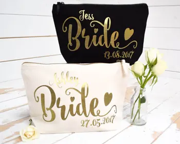 

Personalize names maid of honor makeup pouches bridesmaid wedding Gift Make Up Cosmetic Bags Unique Gift for Bridal Party Bags