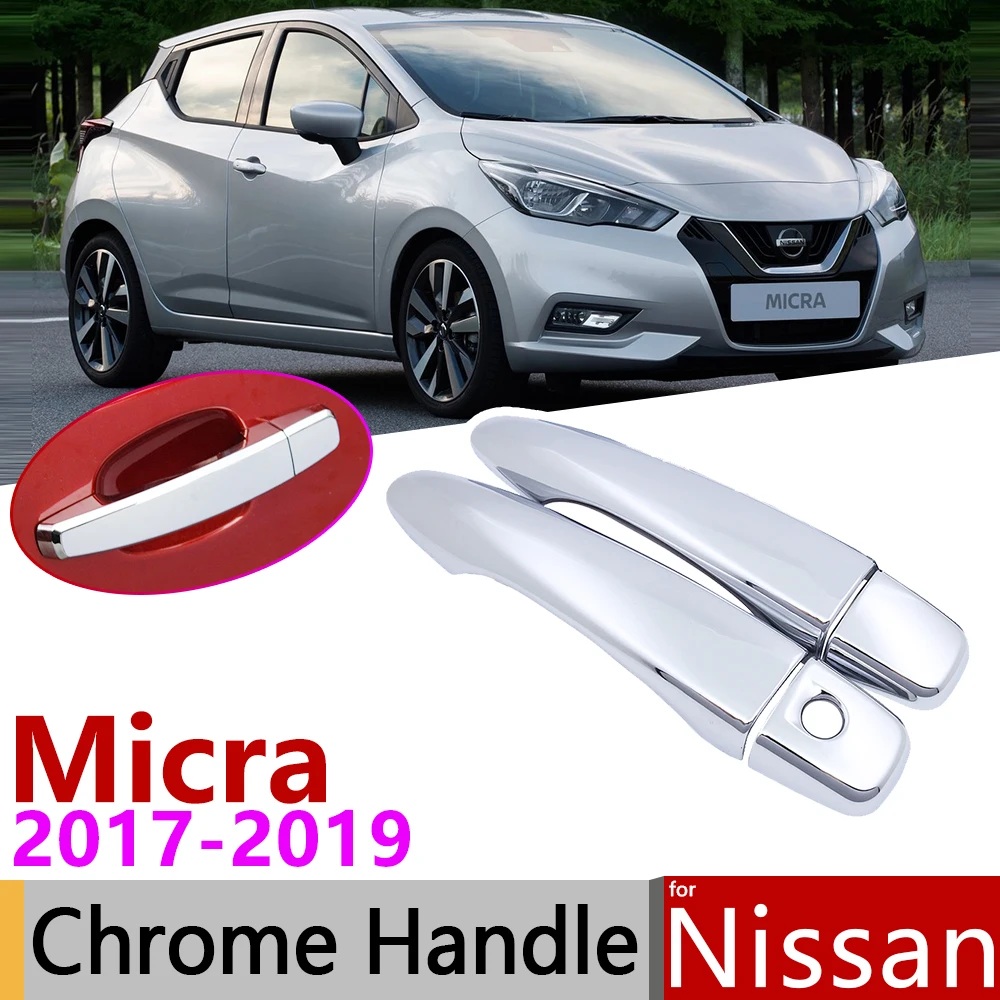 Роскошный хромированный чехол для наружных дверей Nissan Micra K14 2017 ~ 2019 автомобильные
