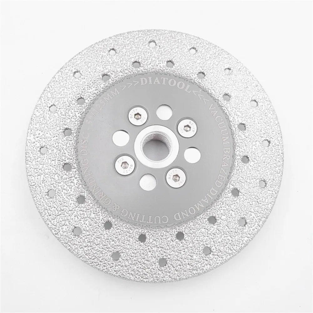 DIATOOL Double Sided Vacuum Brazed Diamond Cutting and Grinding Disc with 5/8-11 Flange Premium Quality