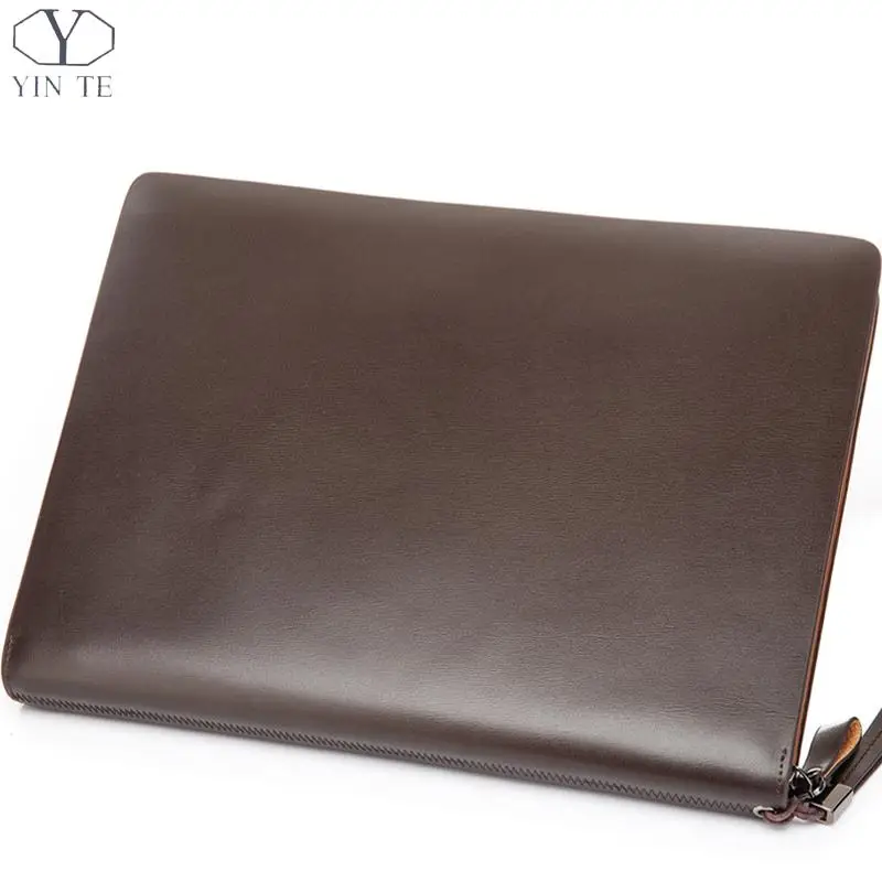 YINTE font b Men s b font Leather File Folder Bag A4 Paper Leather File Document