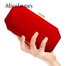 Velluto Borse Da Sera Le Donne Rosso/Nero/Blu Borsa A Tracolla A Catena Frizione di Giorno Scatola di Sacchetti Per La Cerimonia Nuziale Del Partito Banchetto sacchetto di Alta Qualità(China)