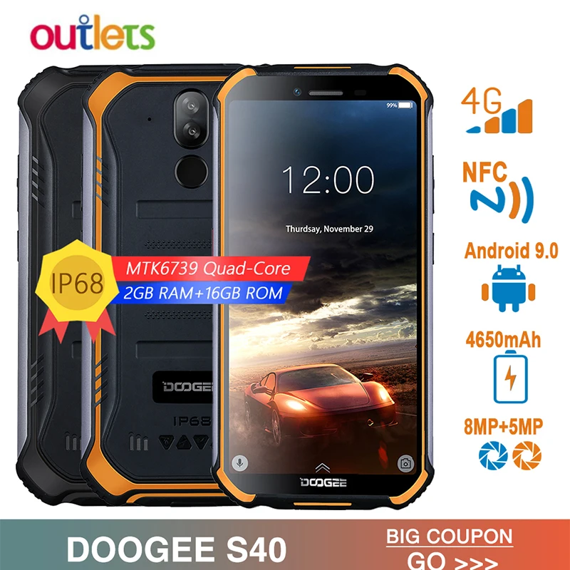 DOOGEE S40 смартфон с 5 5-дюймовым дисплеем четырёхъядерным процессором MT6739 ОЗУ 2 Гб