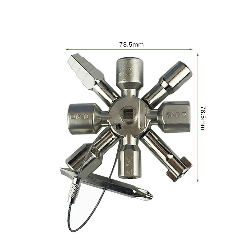 Llave de llave triangular para armario eléctrico multifunción, válvula de medidor de agua, Agujero cuadrado, llave, herramientas profesionales
