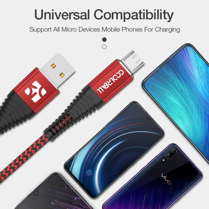 Coolreall 2.4A Micro USB кабель для быстрой зарядки USB кабель для передачи данных нейлоновый шнур синхронизации для samsung huawei Xiaomi LG Andriod Micro usb кабели