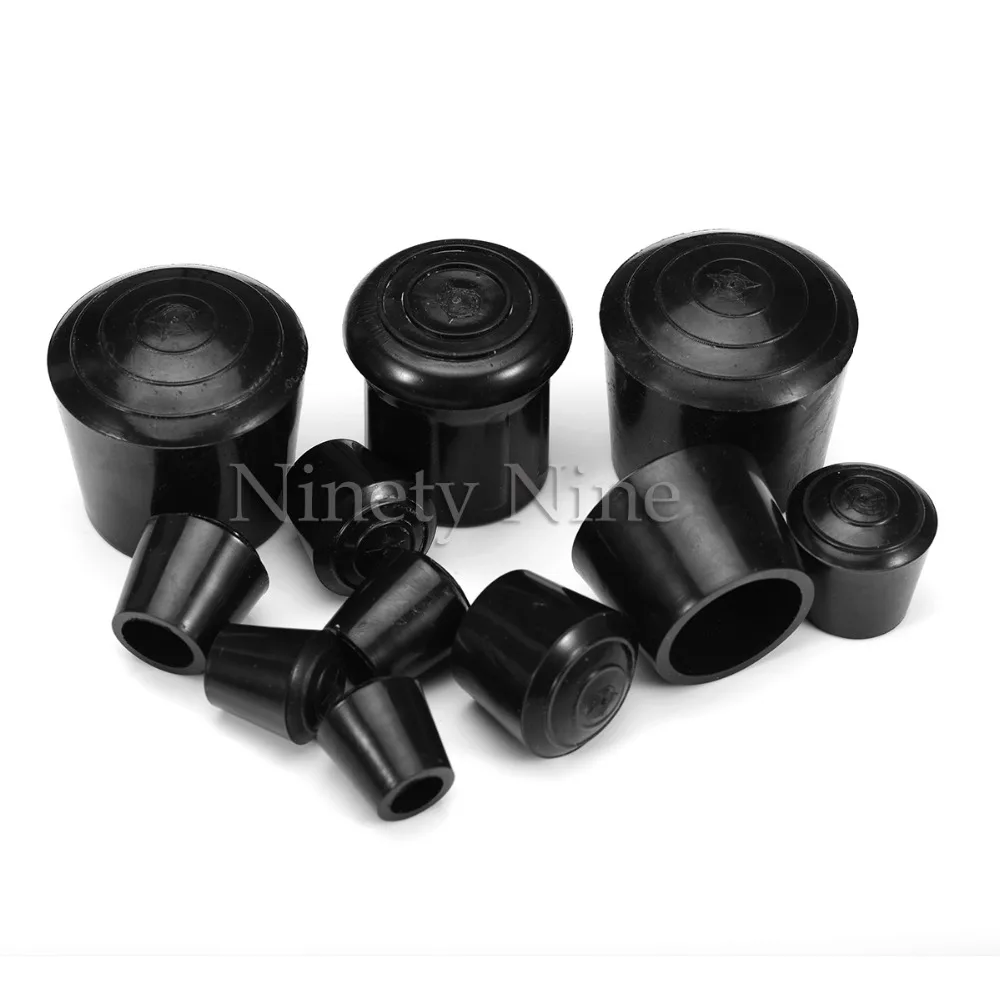 블랙 라운드 가구 의자 테이블 다리 발 고무 커버, 바닥 보호대 캡, 내경 10-35mm, 12 개