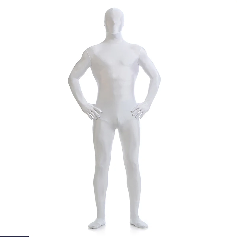 Customized 2018 White Lycra Spandex Full Body Zentai Suit Halloween Unisex Bodysuit Costume For Party Drop Shipping | Тематическая